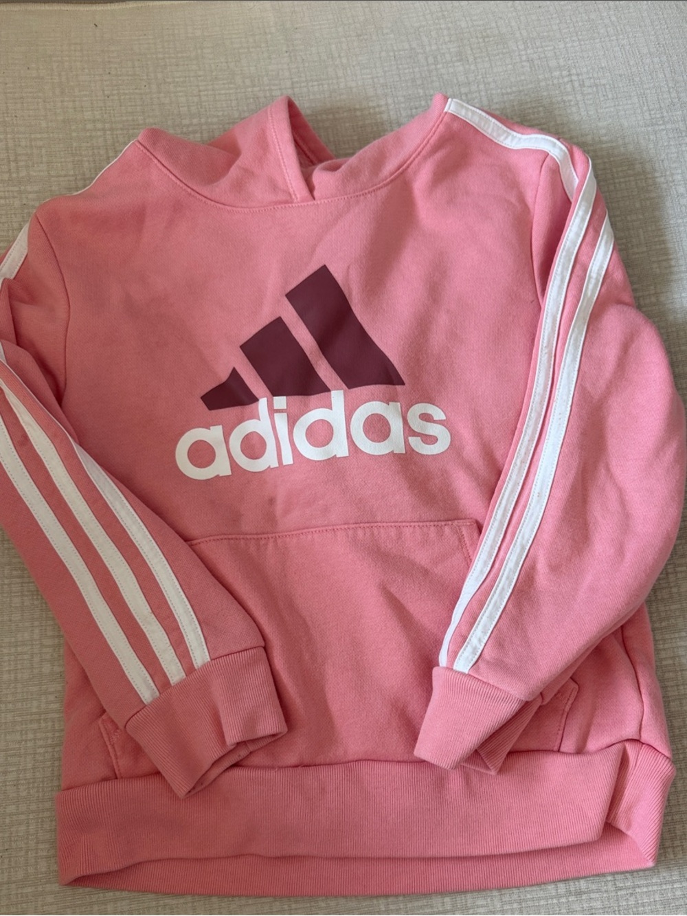 adidas Kids Pink Logo Hoodie Sweatshirt